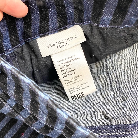 Paige Verduga Ultra Skinny Velvet Flocked Striped Dark Wash Jeans EUC 31 - Picture 13 of 13